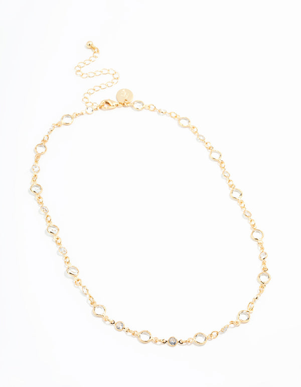 Gold Plated Diamante Detail Necklace
