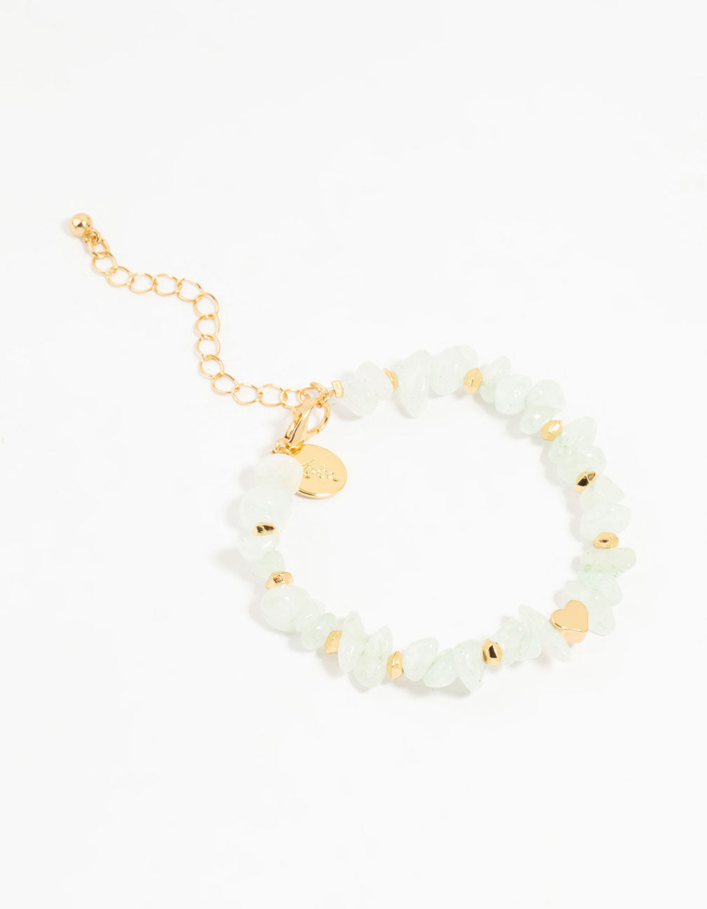 Gold Plated Heart & Semiprecious Chip Bracelet