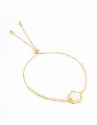 Gold Plated Mini Cubic Zirconia Flower Toggle Bracelet - link has visual effect only