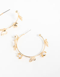 Gold Flower Butterfly Hoop Earrings - link has visual effect only