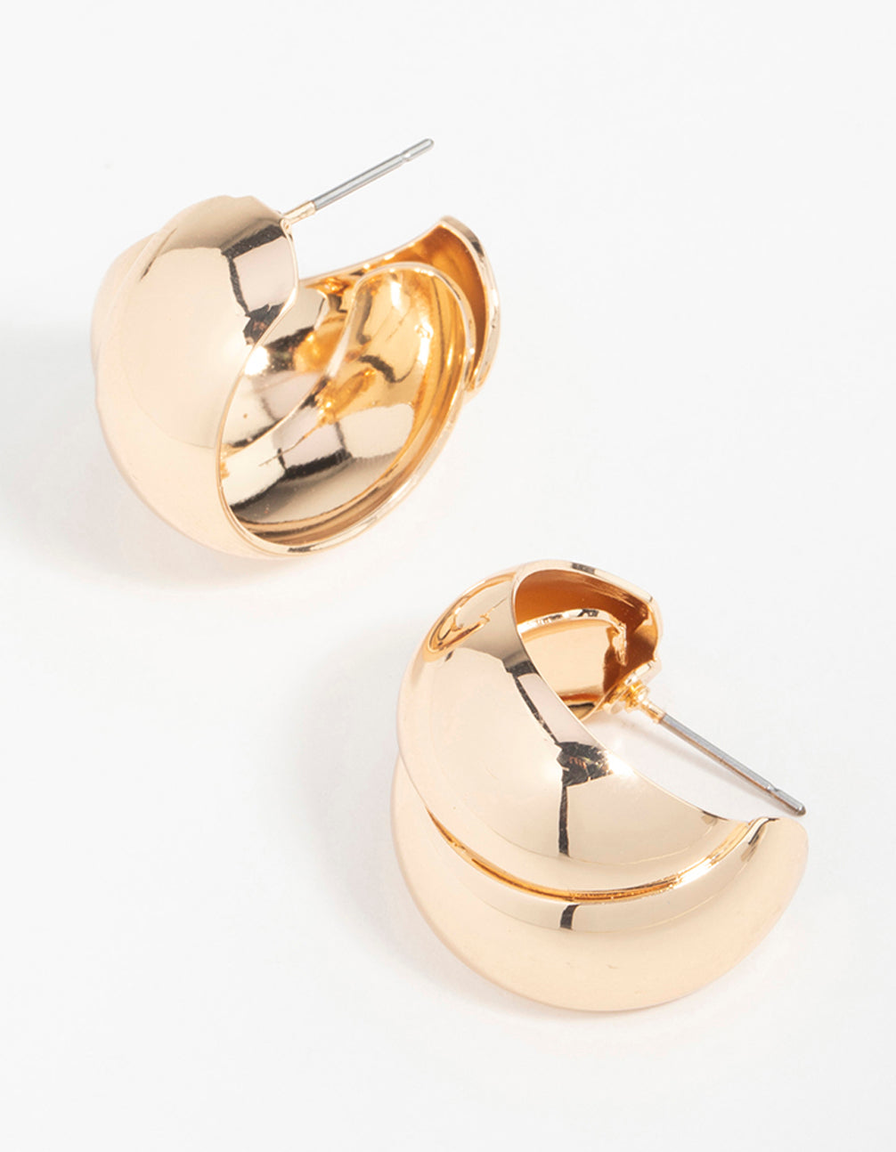 Gold Overlapped Large Hoop Earrings