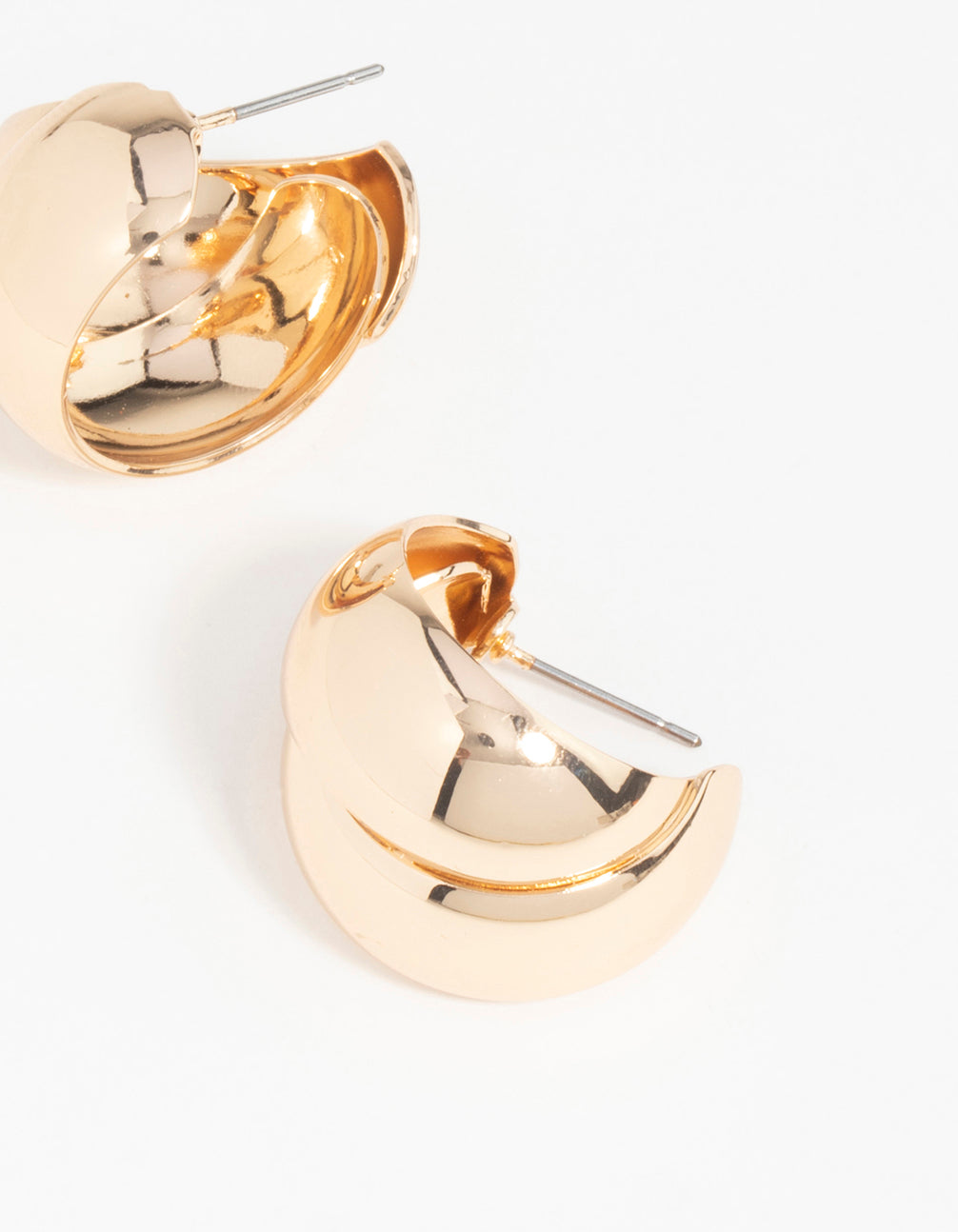 Gold Overlapped Large Hoop Earrings