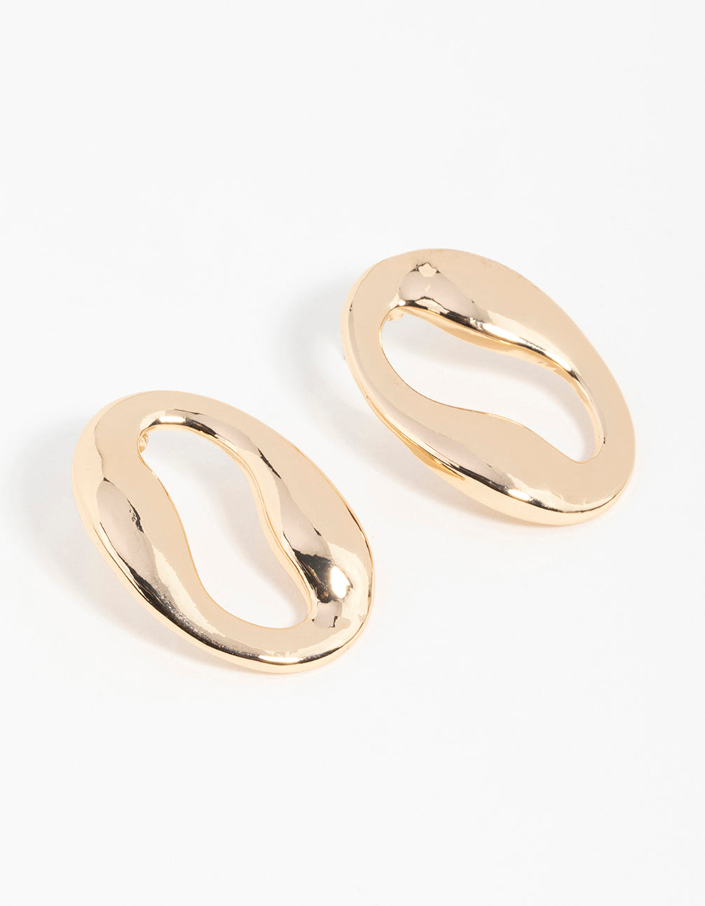 Gold Wavy Open Stud Earrings