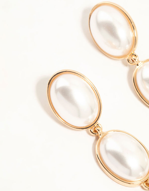 Gold Pearl Drop Earrings