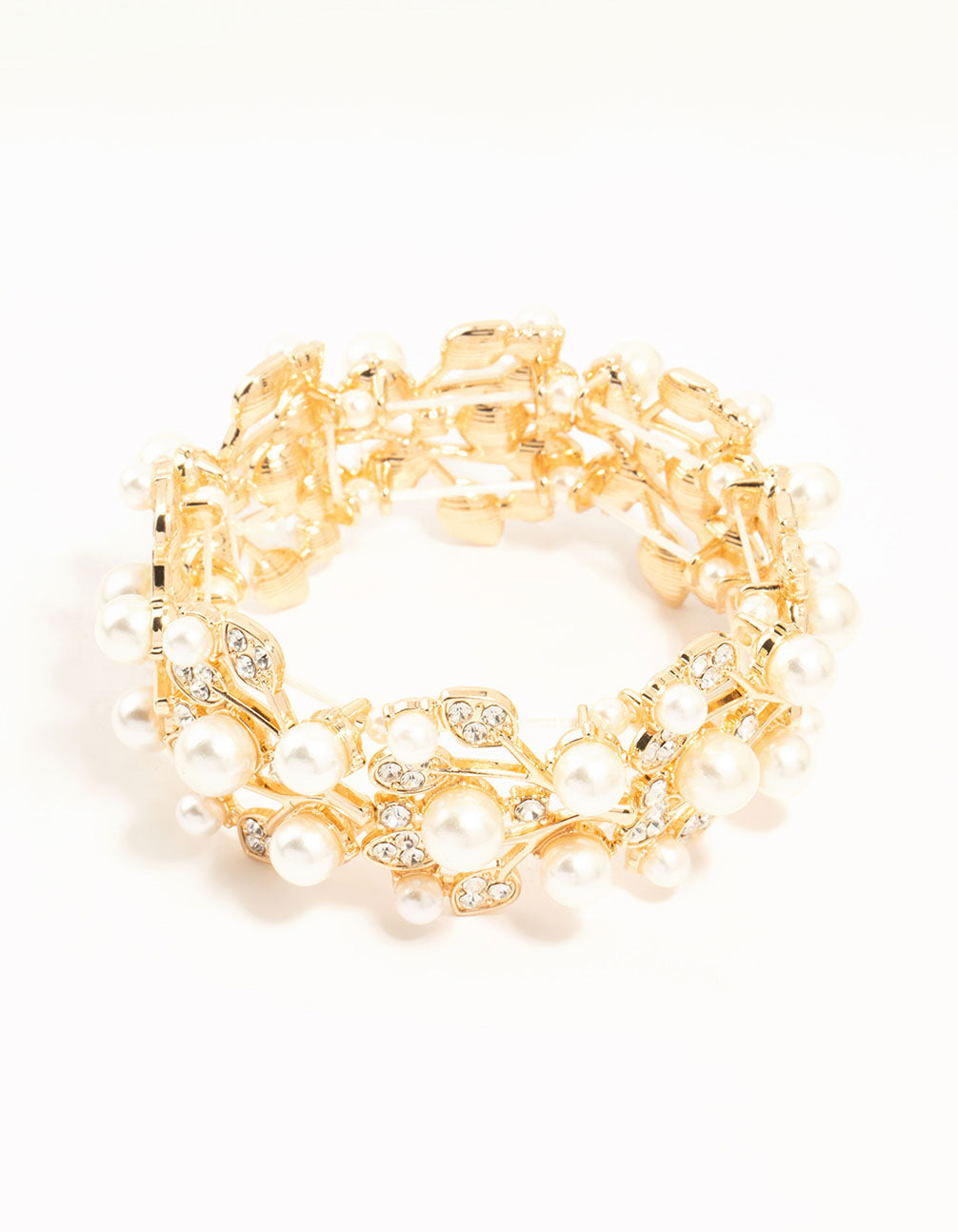 Gold Diamante Floral Stretch Bracelet