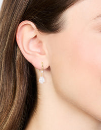 Gold Plated Pear Cut Cubic Zirconia Teardrop Earrings - link has visual effect only