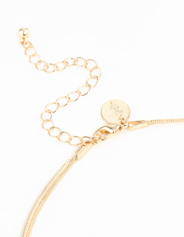 Gold Freshwater Pearl Pendant Snake Chain Necklace