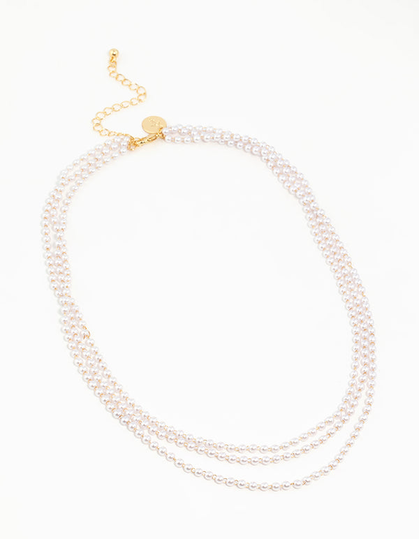 Gold Plated Pearl Layered Necklace
