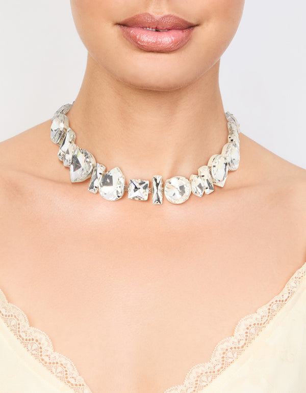 Silver Diamante Choker Necklace