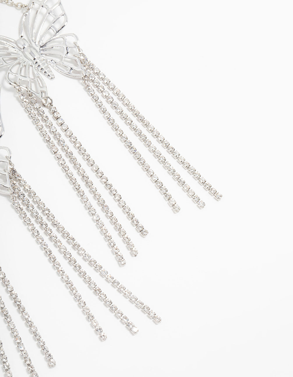 Silver Butterfly Cupchain Drop Earrings