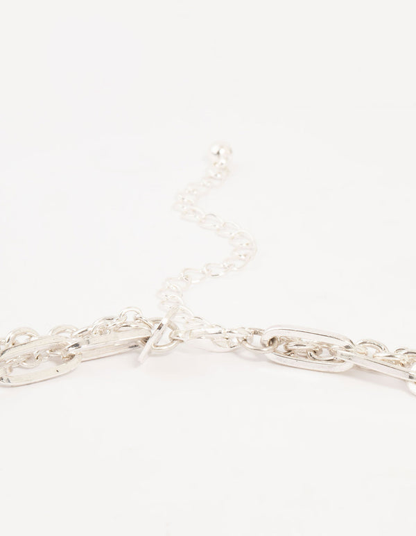 Silver Heart, Sun & Diamante Charm Layered Necklace