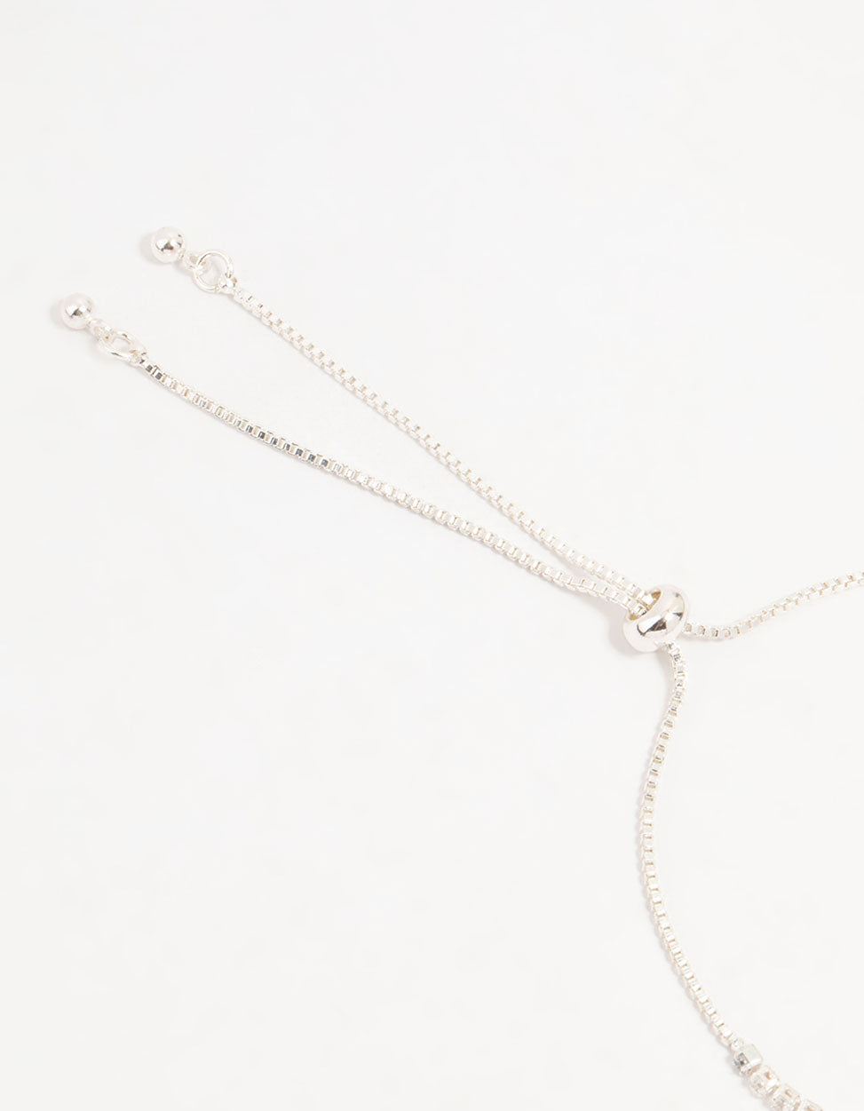 Silver Cubic Zirconia Cupchain Bow Bracelet