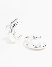 Silver Molten Double Row Hoop Earrings - link has visual effect only