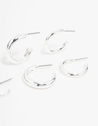 Silver Smooth Hoop Earrings 3-Pack - link has visual effect only