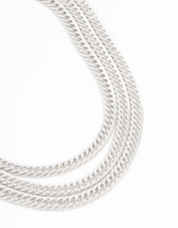 Silver Curb Chain Layered Necklace - link has visual effect only