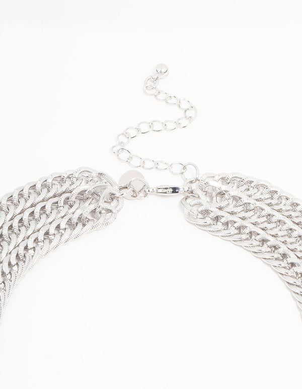 Silver Curb Chain Layered Necklace