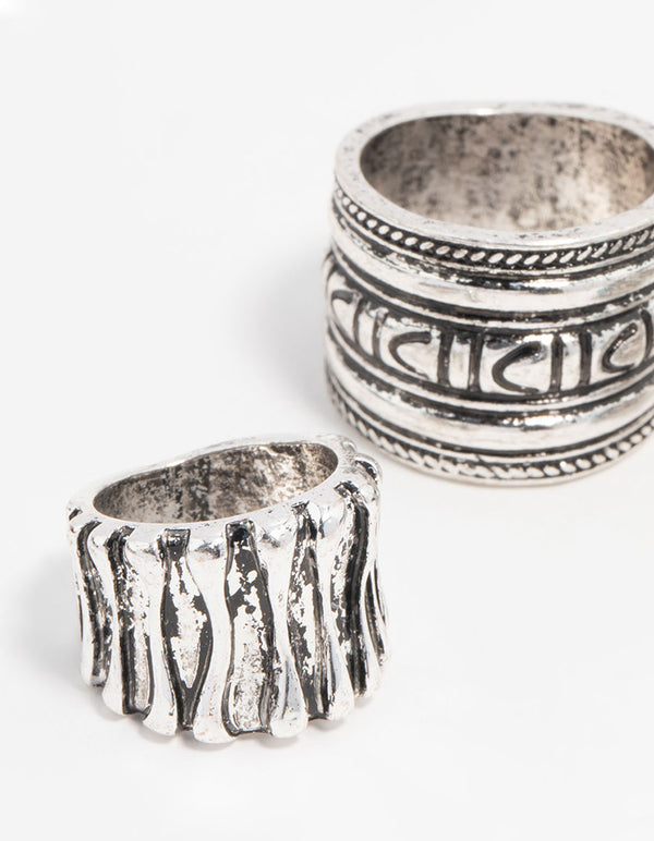 Antique Silver Turquoise Rings 3-Pack