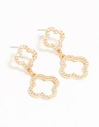 Gold Cubic Zirconia Flower Drop Earrings - link has visual effect only