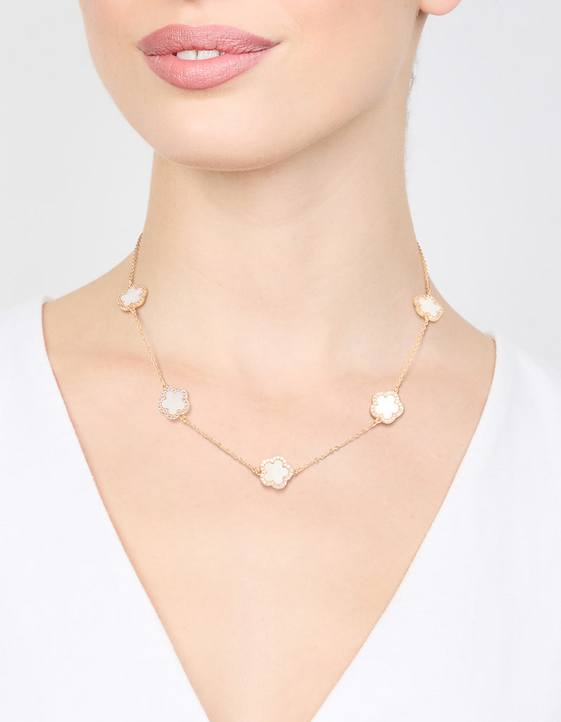 Cubic Zirconia Flower Necklace Set for Wedding Bridesmaids and Gifts