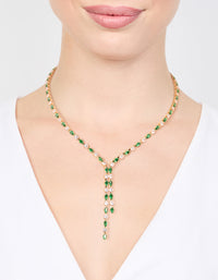 Gold Green Cubic Zirconia Marquise Layered Y-Necklace - link has visual effect only