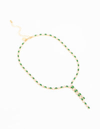Gold Green Cubic Zirconia Marquise Layered Y-Necklace - link has visual effect only