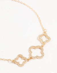 Gold Cubic Zirconia Flower Trio Bracelet - link has visual effect only