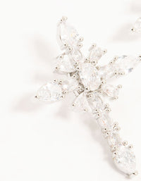 Silver Plated Cubic Zirconia Star Cross Stud Earrings - link has visual effect only