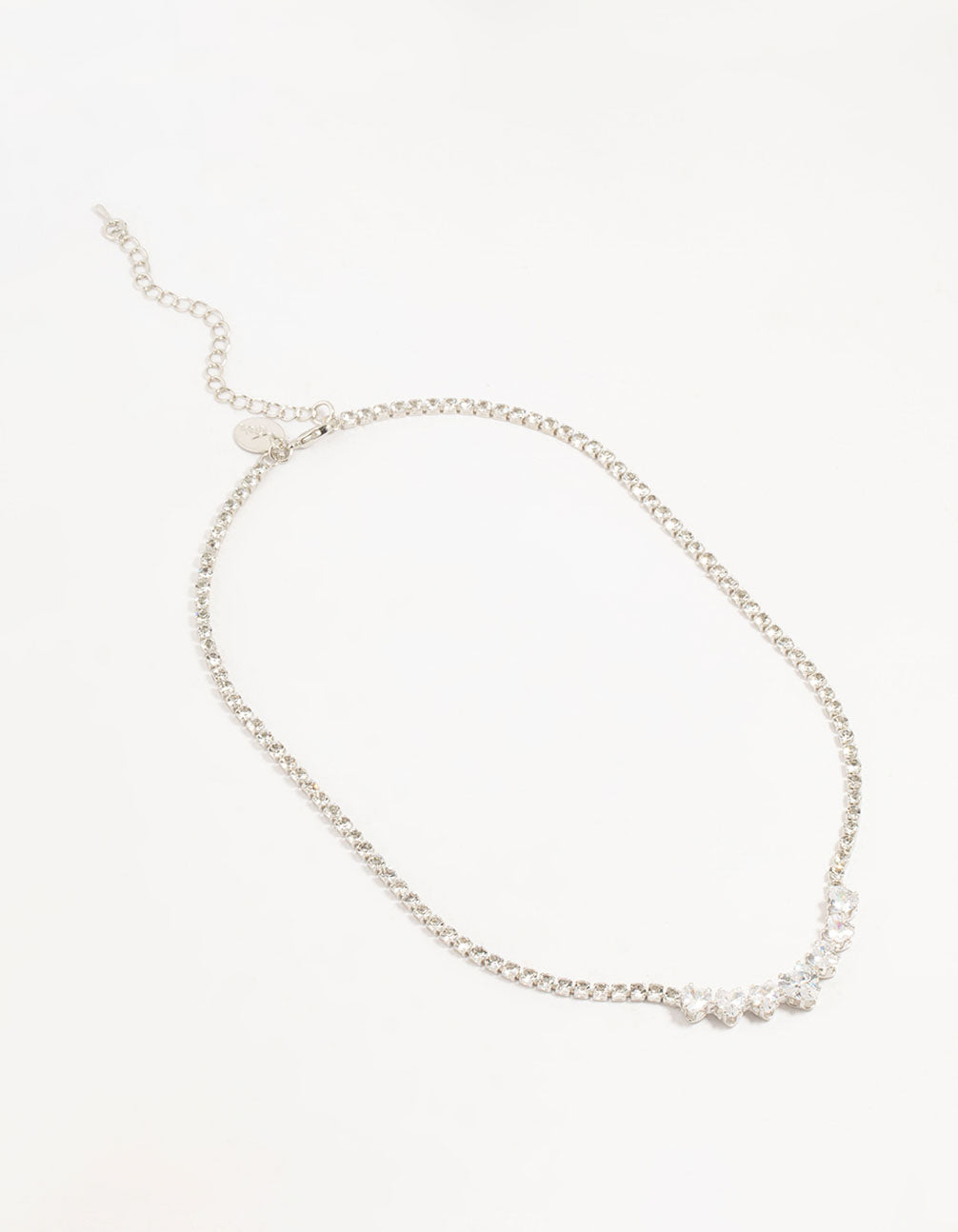 Silver Cubic Zirconia Graduating Heart Necklace