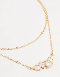 Gold Cubic Zirconia Cluster Layered Necklace - link has visual effect only
