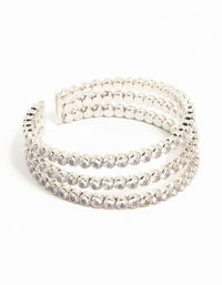 Silver Cubic Zirconia Layered Wrist Cuff - link has visual effect only