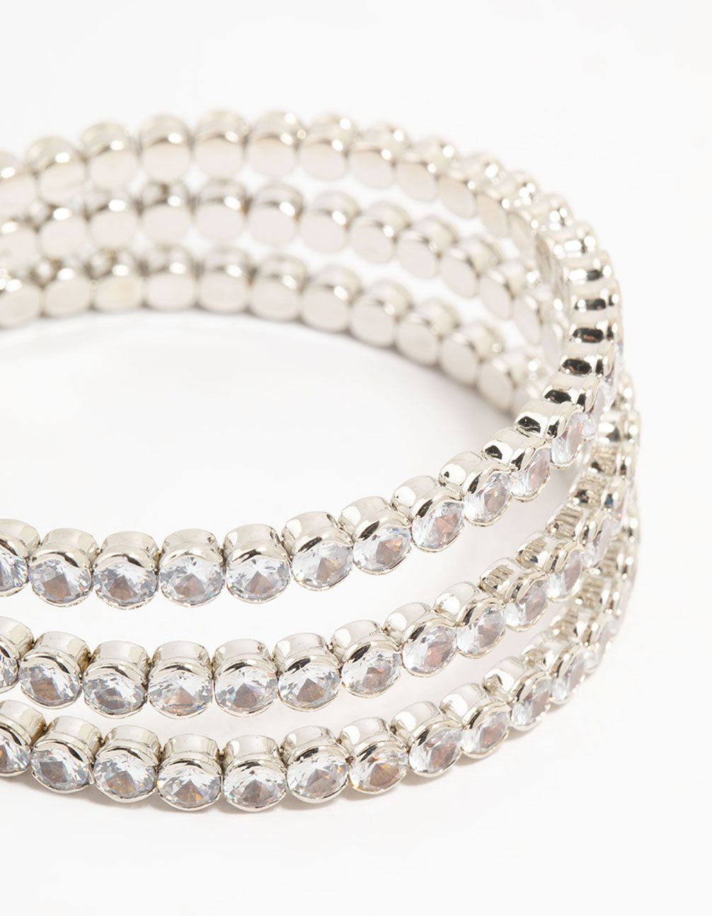 Silver Cubic Zirconia Layered Wrist Cuff