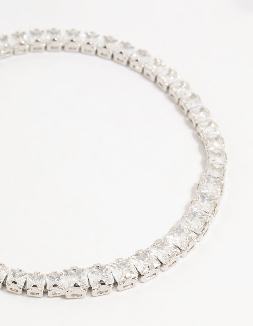Silver Cubic Zirconia Graduating Square Tennis Bracelet