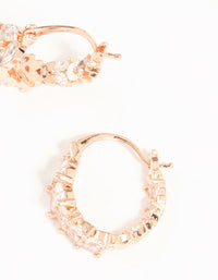 Rose Gold Plated Medium Vine Cubic Zirconia Hoop Earrings - link has visual effect only