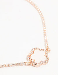 Rose Gold Plated Cubic Zirconia Flower Toggle Bracelet - link has visual effect only