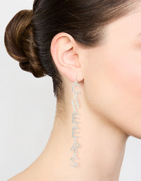 Silver Cheers B*tches Drop Earrings - link has visual effect only