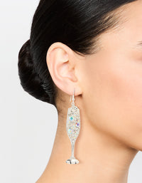 Silver Fizzy Diamante Champagne Drop Earrings - link has visual effect only
