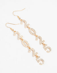 Gold 2025 Diamante Long Drop Earrings - link has visual effect only