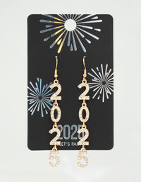 Gold 2025 Diamante Long Drop Earrings - link has visual effect only