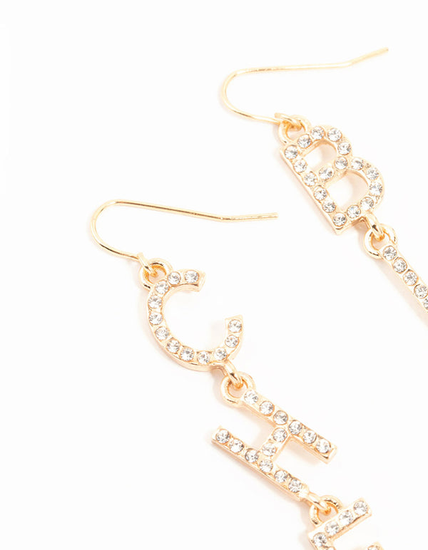 Gold Cheers B*tches Drop Earrings