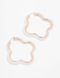 Rose Gold Flower & Pearl Hoop Earrings - link has visual effect only