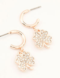 Rose Gold Flower & Clover Hoop Earrings 3-Pack - link has visual effect only