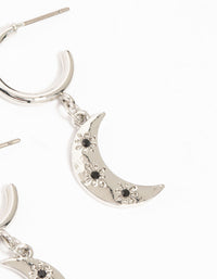 Silver Plated Heart, Moon & Star Hoop Earrings 3-Pack - link has visual effect only