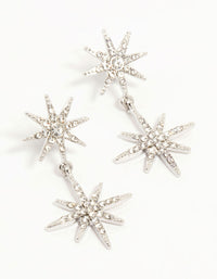 Silver Plated Diamante Star Drop Earrings - link has visual effect only