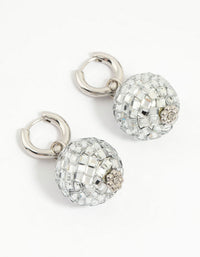 Silver Disco Ball Drop Earrings - link has visual effect only