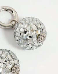 Silver Disco Ball Drop Earrings - link has visual effect only