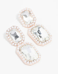 Rose Gold Pearl & Diamante Cocktail Earrings - link has visual effect only
