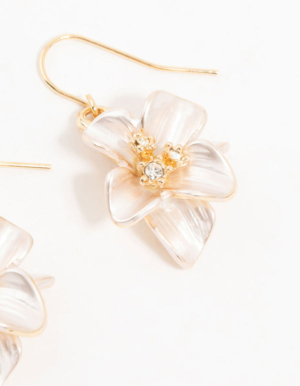 Rose Gold Enamel Flower Earrings 2-Pack