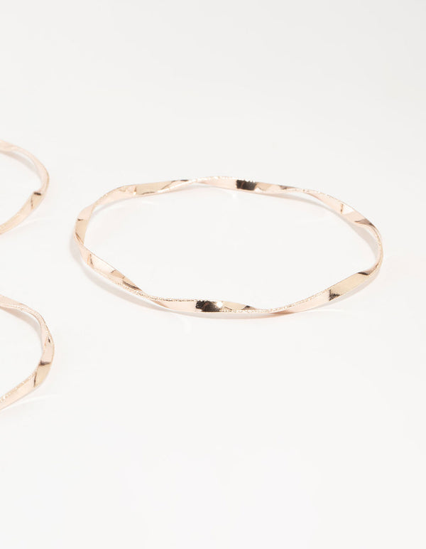 Rose Gold Twisted Bangles 5-Pack