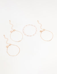 Rose Gold Beaded & Fine Bracelets 4-Pack - link has visual effect only