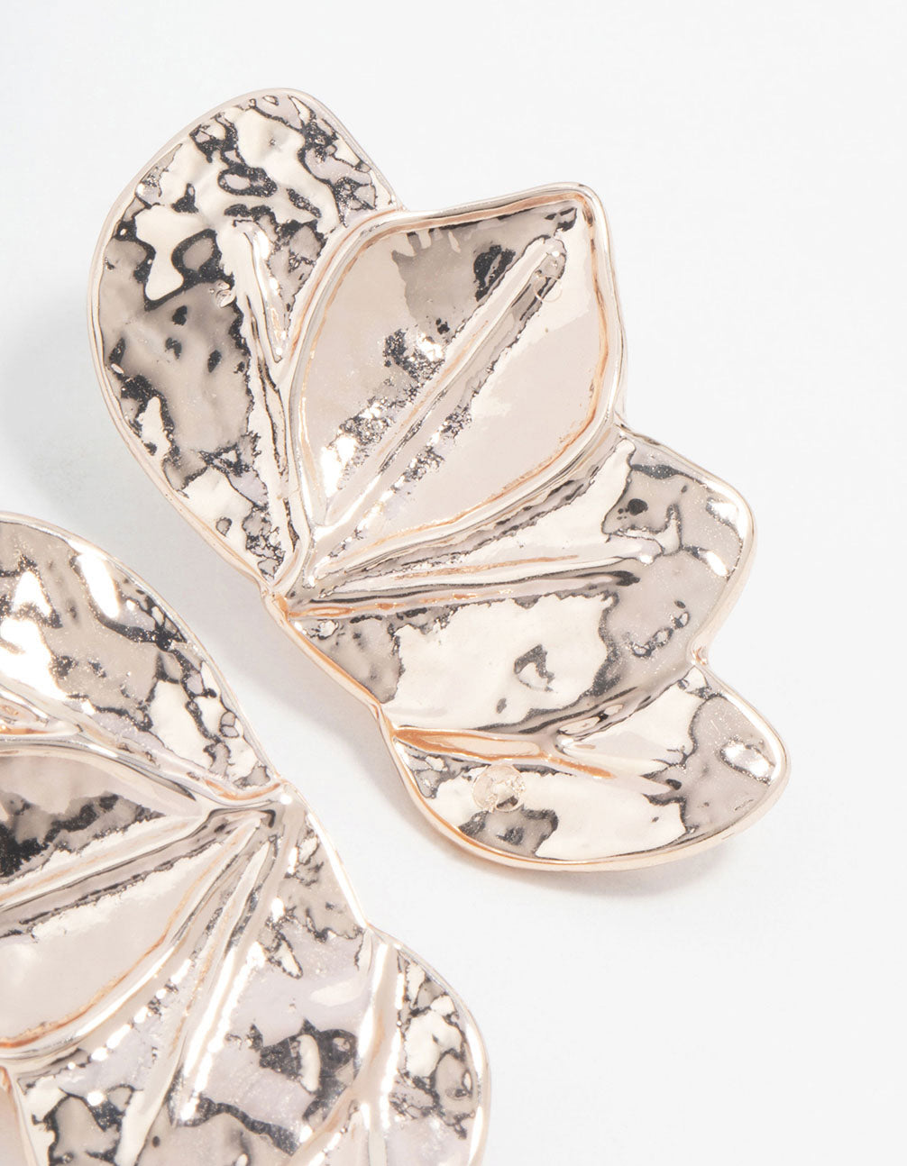 Rose Gold Half Layered Leaf Drop Earrings